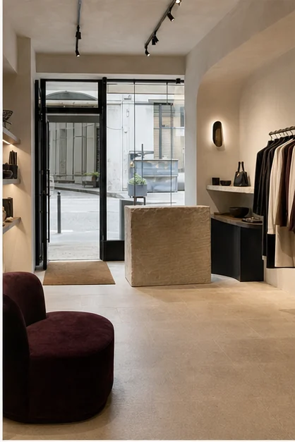 Perspective intérieure du projet Boutique Écrin